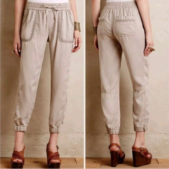 Anthropologie Hei Hei Studded Joggers Beaded Embroidered Tassel NWOT Pants XS - Picture 2 of 13
